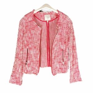 Joie Collis red and white tweed blazer, size XS.